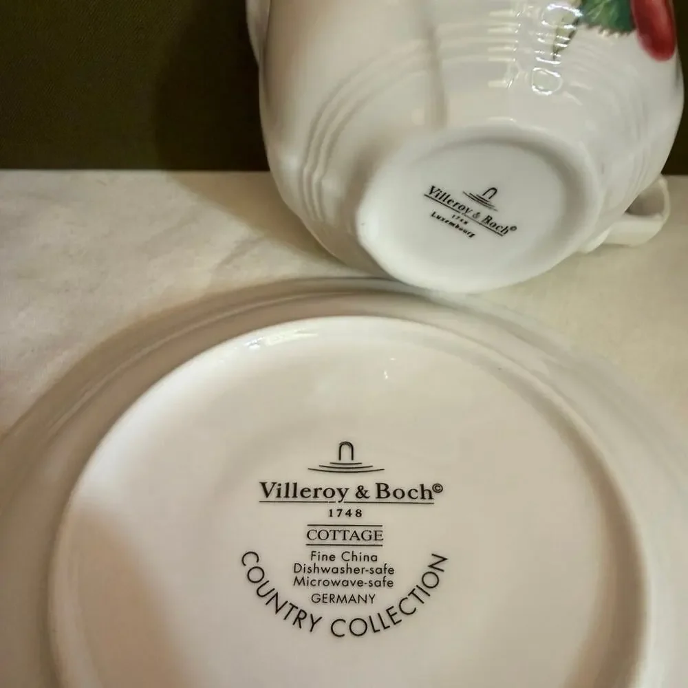 Villeroy & Boch Cottage Cup & Saucer • Cherry Motif • Germany